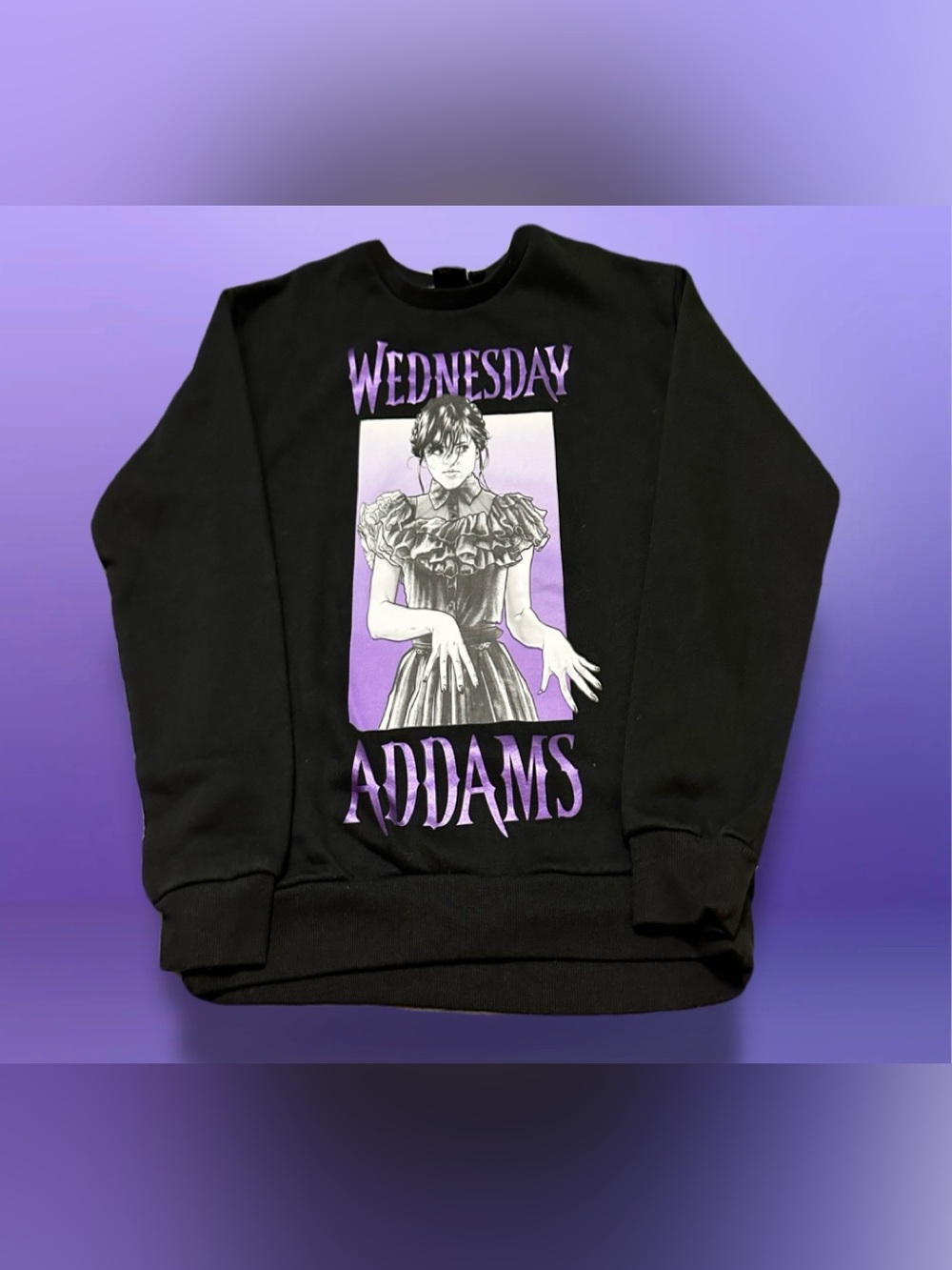 Wednesday Addams Black Graphic Sweatshirt for Girls 12-13
